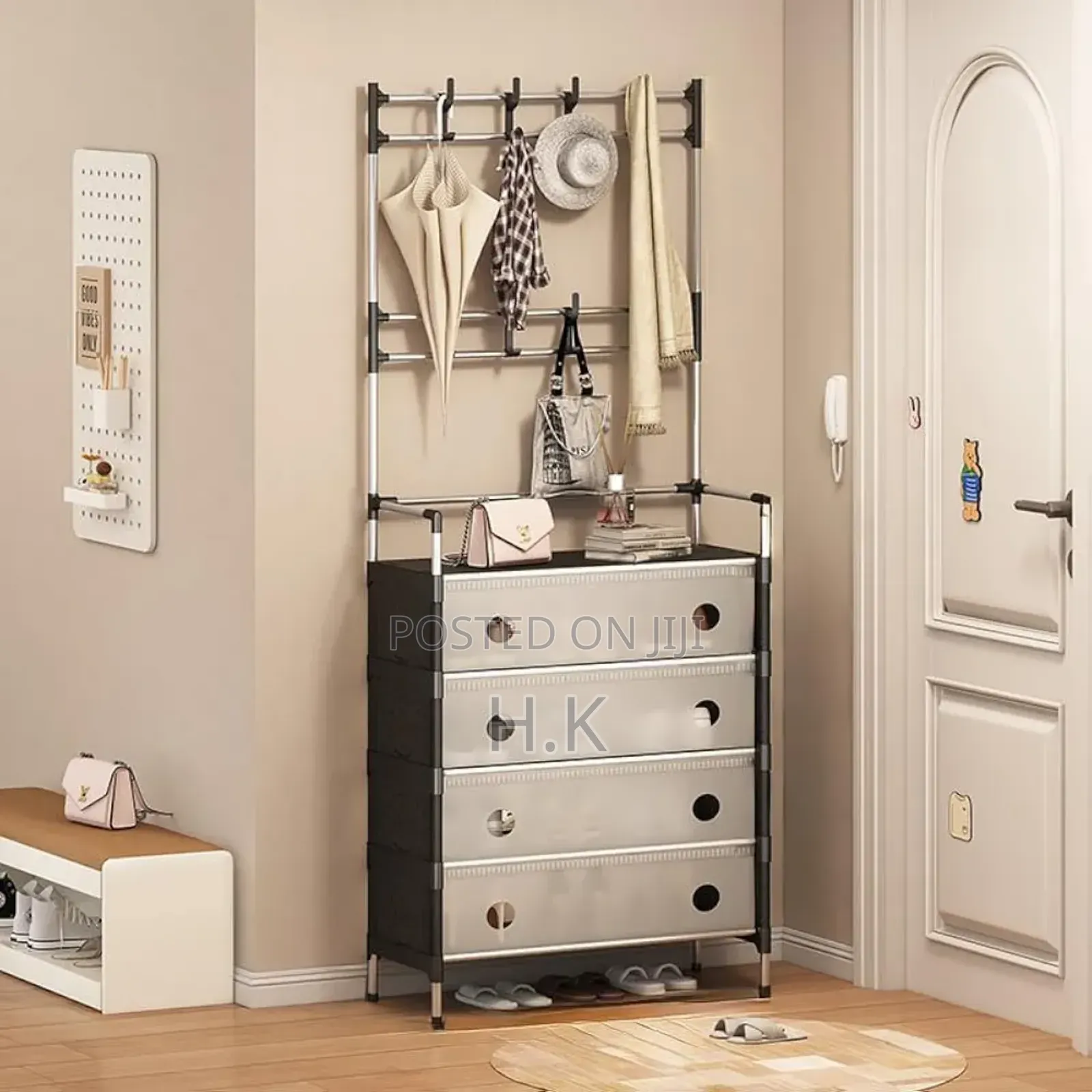 Multifunctional Entryway Storage Rack With Hanging Bar