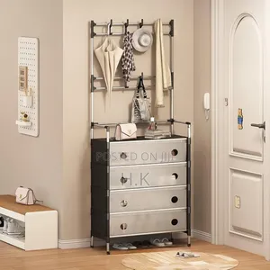 Multifunctional Entryway Storage Rack With Hanging Bar
