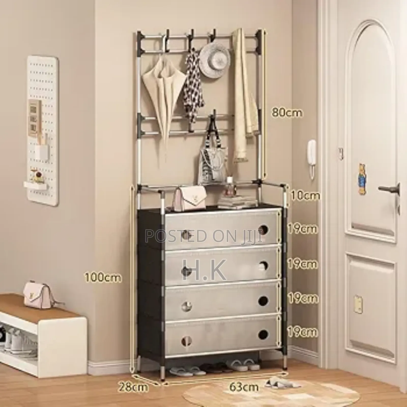 Multifunctional Entryway Storage Rack With Hanging Bar