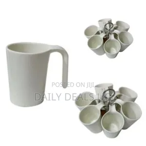 Tea Cups on a Round Wooden Stand