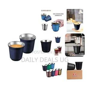 Espresso Cups Stainless Steel Set of 2 Pieces 80 Ml Double-Walled