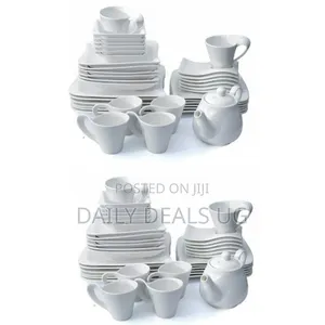 37 PCS of Square Plates, Bowls, Side Plates, Cups Dinner Set, White