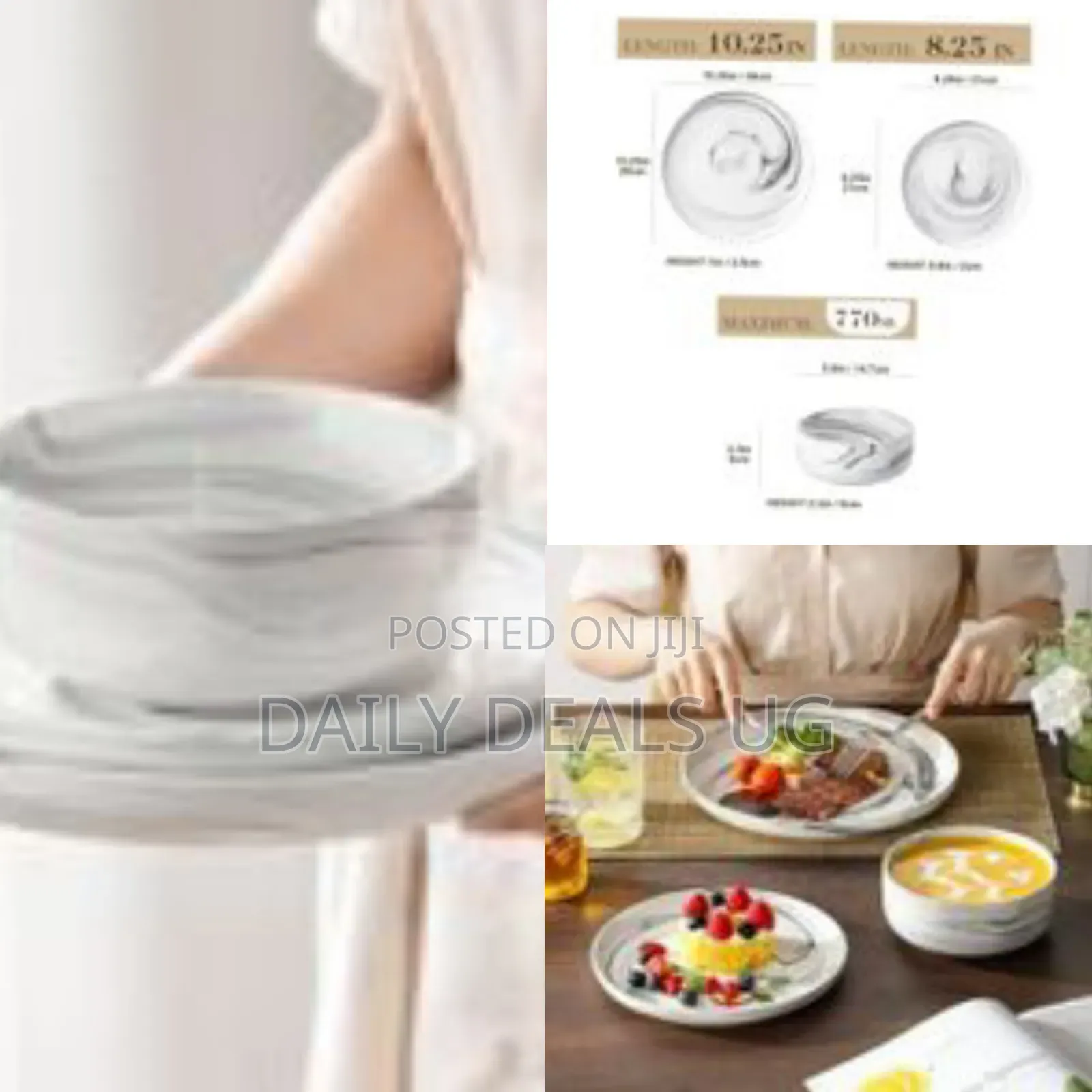 18 Piece Porcelain Chip Resistant Dinner Sets for 6 People, Marble
