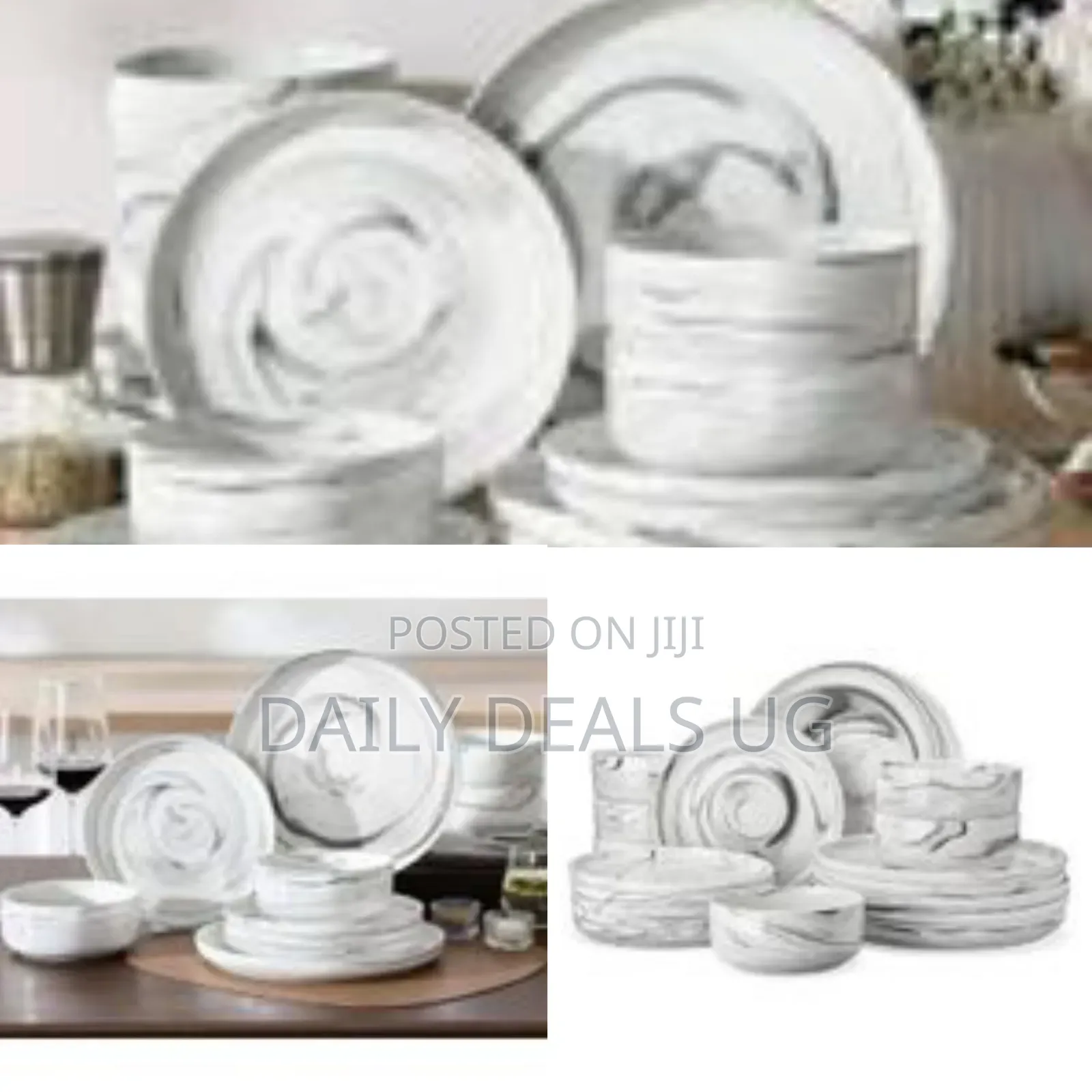 18 Piece Porcelain Chip Resistant Dinner Sets for 6 People, Marble