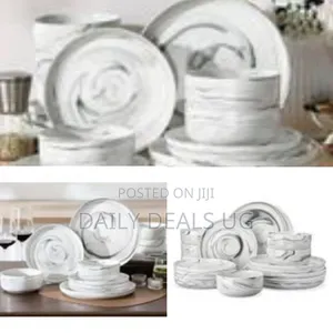 18 Piece Porcelain Chip Resistant Dinner Sets for 6 People, Marble