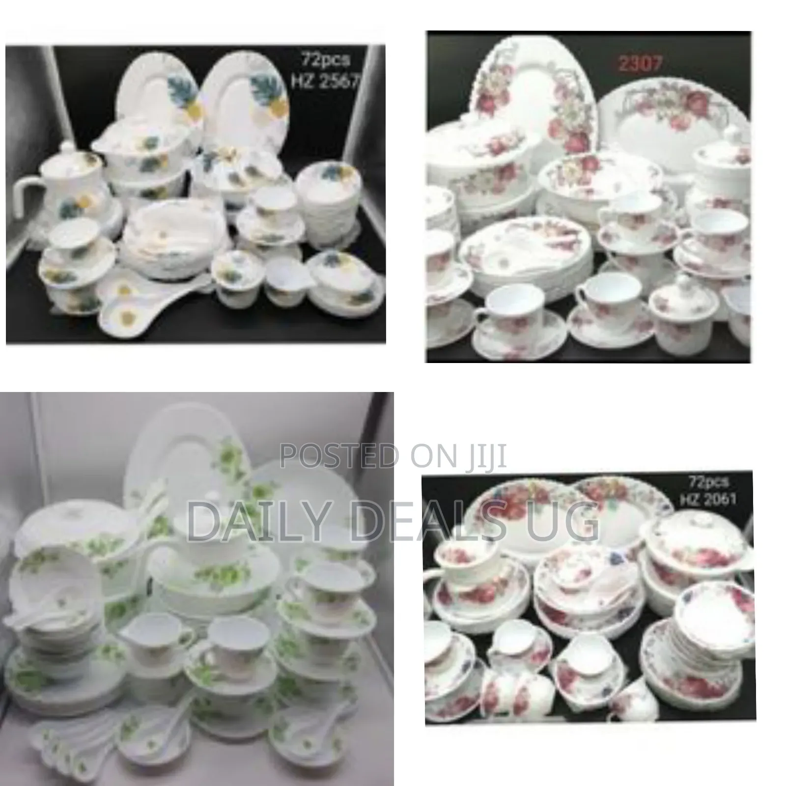72 Pieces Flowered Opalware Dinner Set With Cups and Saucer Soup Plate
