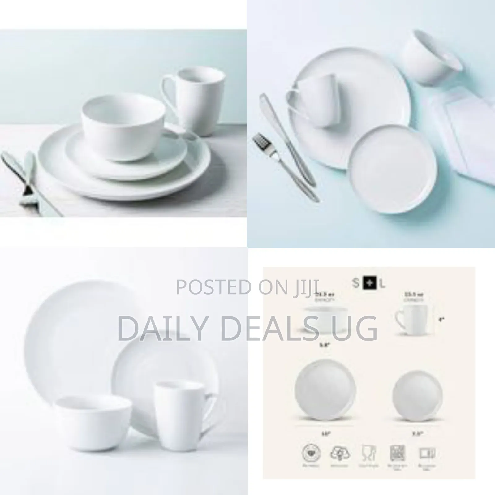24-Piece Round Ceramic Tableware Dinnerware Set Turquoise Stoneware