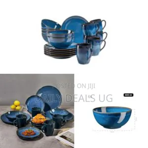 16 Piece Dazzling Blue Plates, Cups, Bowls Side Plate Dinnerware Set