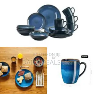 16 Piece Dazzling Blue Plates, Cups, Bowls Side Plate Dinnerware Set