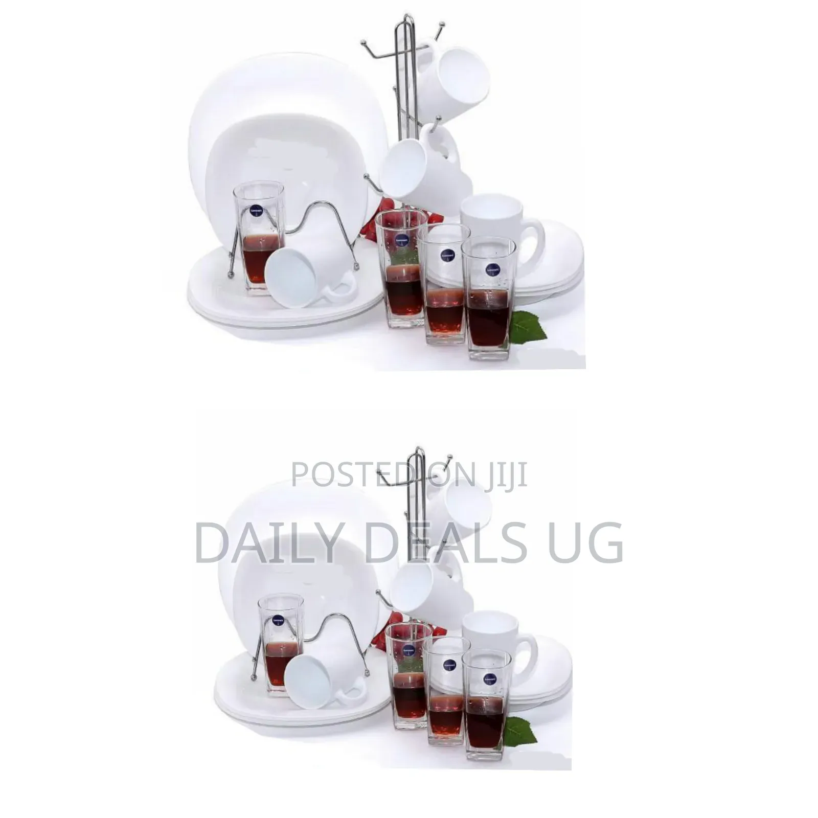 Luminarc 16 Piece Plain Design Plates, Cups, Glasses, Soup Bowl Dinner