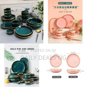 32pcs Microwave Ceramic Pates Bowls Spoons Restaurant Dinnerware Set