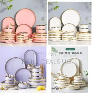 32pcs Microwave Ceramic Pates Bowls Spoons Restaurant Dinnerware Set