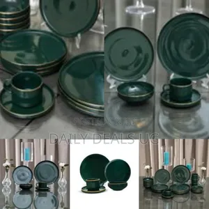 Royal Ford 20 PCS Fine Bone Food Plates Cup Bowl Dinner Set- Green