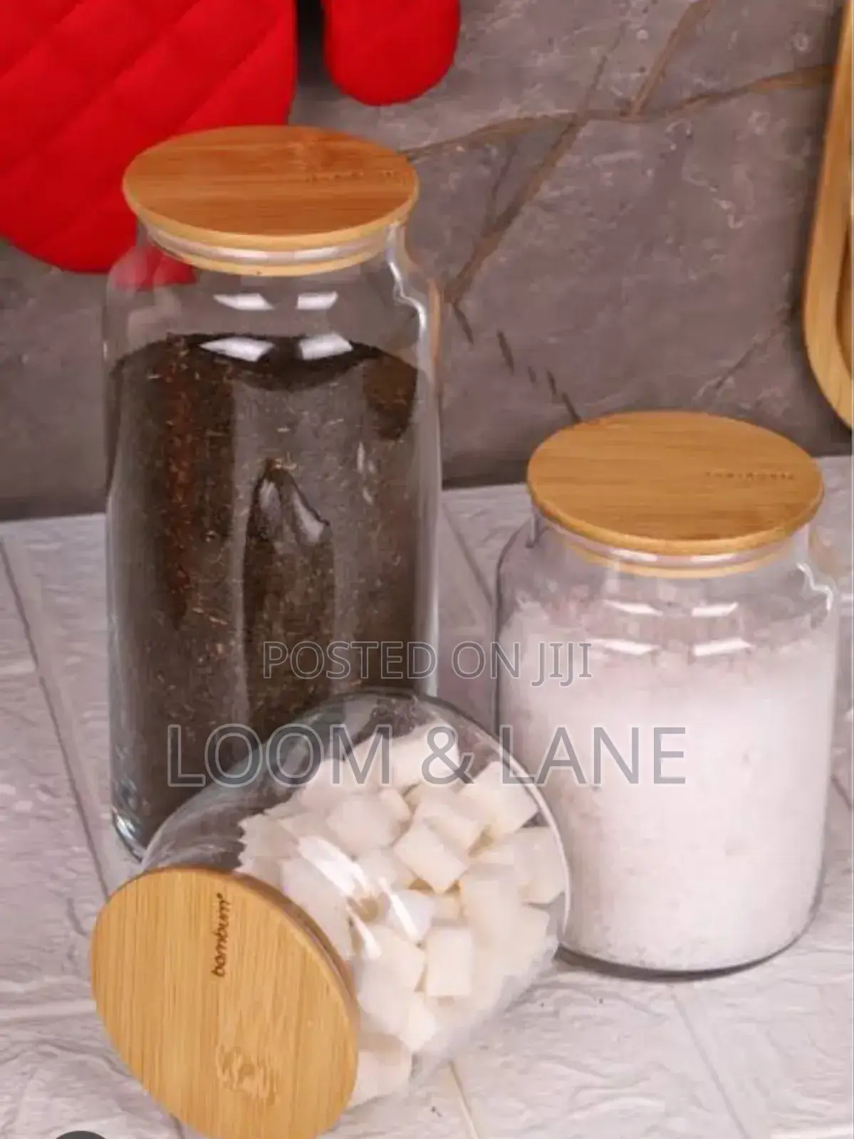 Glass Jar Set With Bamboo Airtight Lids