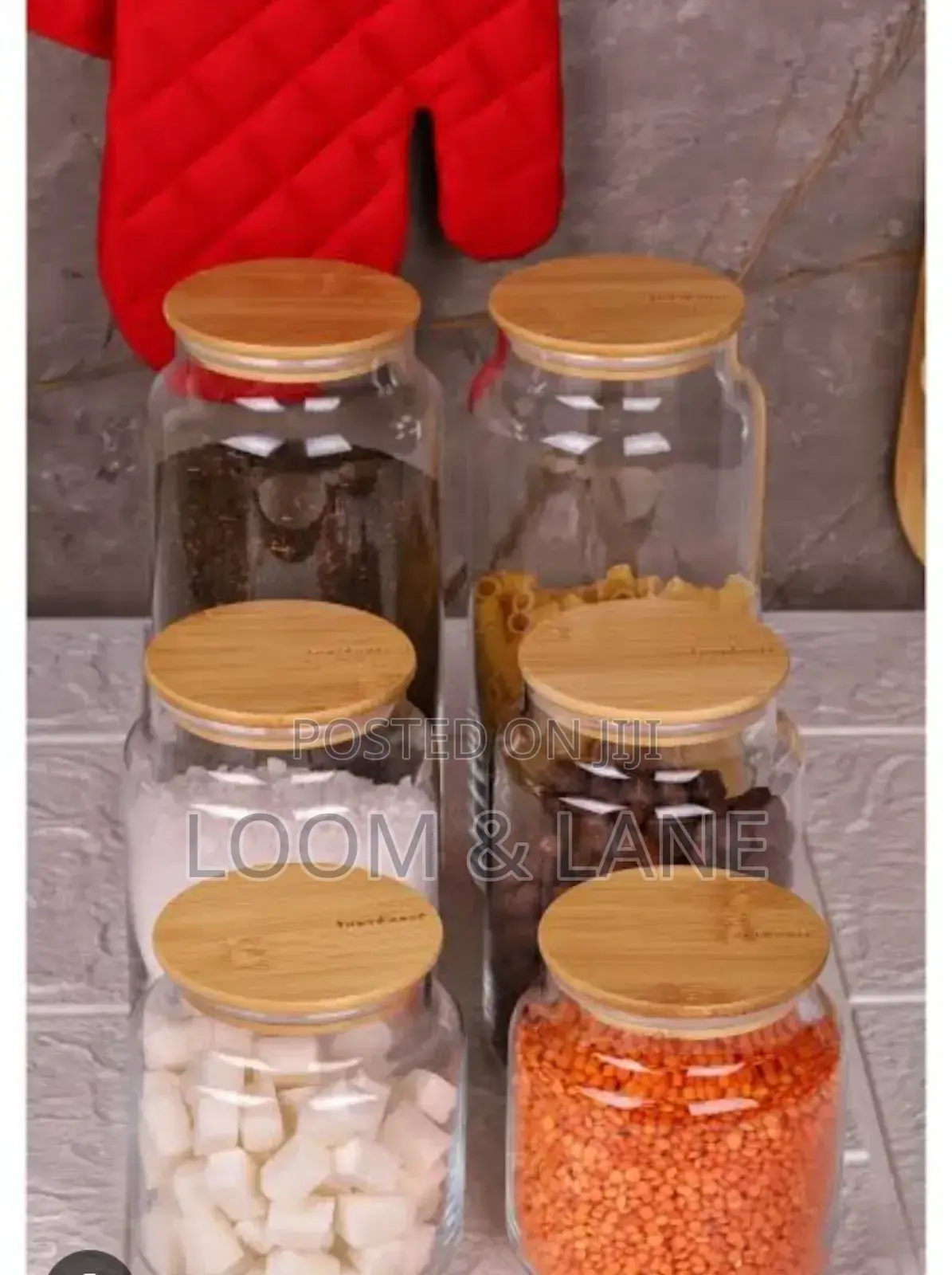 Glass Jar Set With Bamboo Airtight Lids