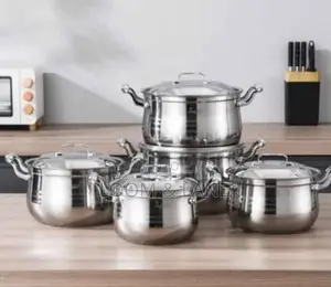 10 Pc 16,18, 20,22,24cm Stainless Steel Saucepans Cooking Pots