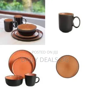 24pcs of Royal Color Glaze Stoneware Plates Bowls Cups Side Plates