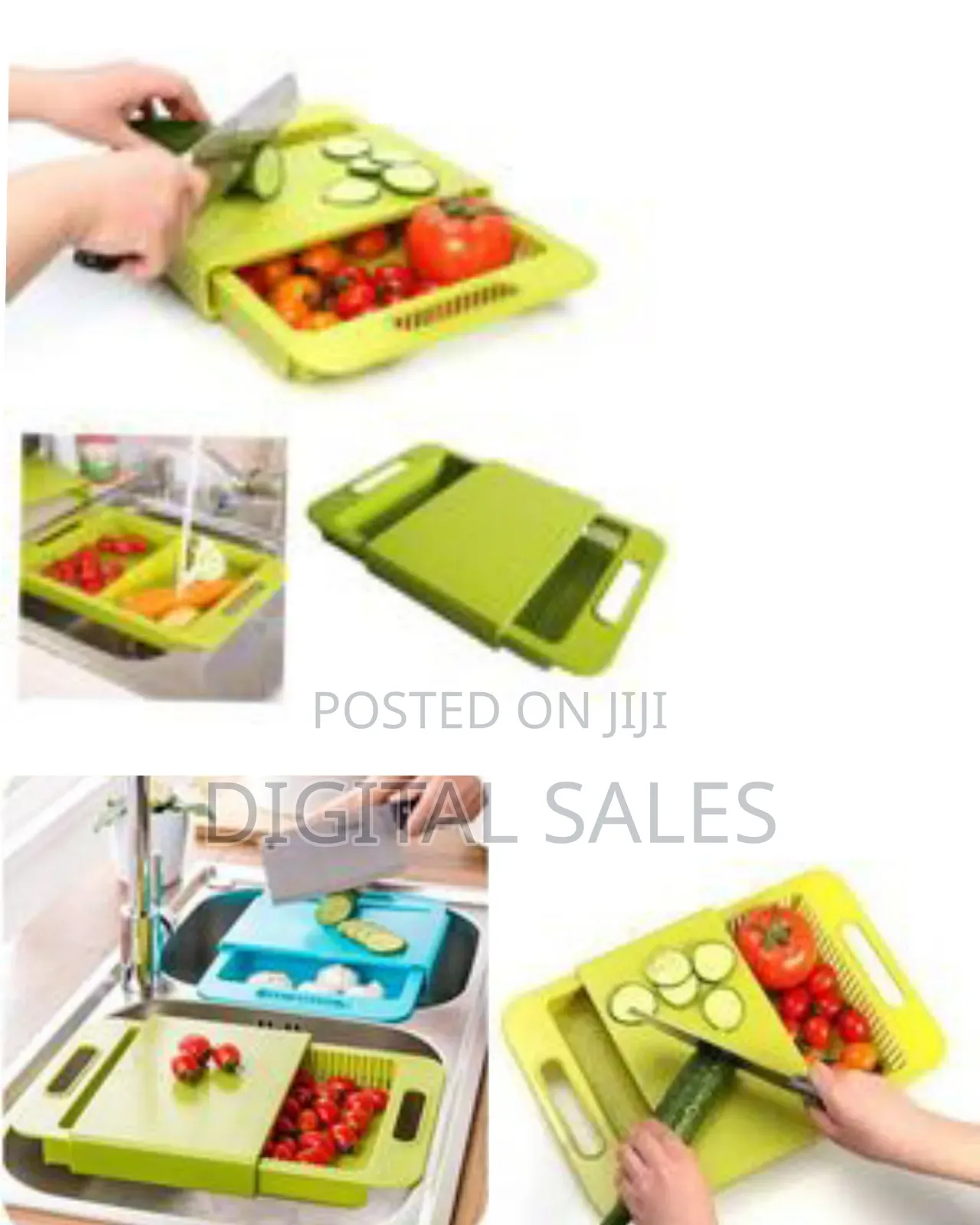 3 in 1 Chopping Board With Tray and Strainer Washing Bowl, Plastic