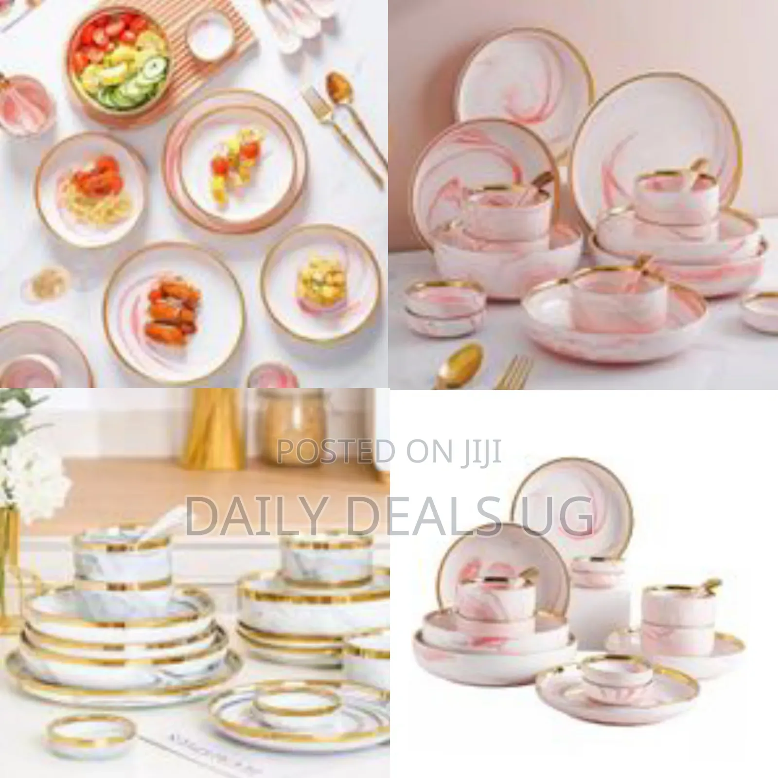 32pcs Microwave Ceramic Pates Bowls Spoons Restaurant Dinnerware Gift