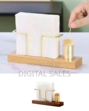 1pc Solid Wood Creative Vertical Tissue Storage Rack With Toothpick