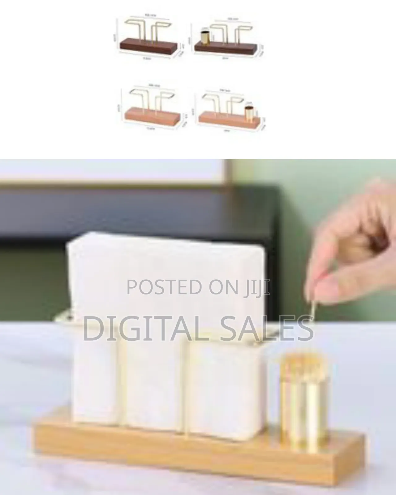 1pc Solid Wood Creative Vertical Tissue Storage Rack With Toothpick