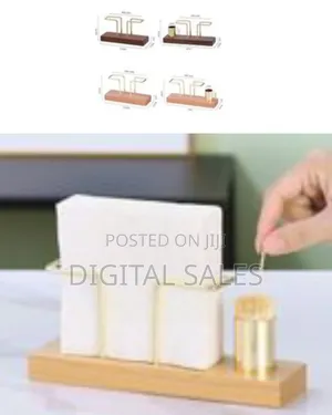1pc Solid Wood Creative Vertical Tissue Storage Rack With Toothpick