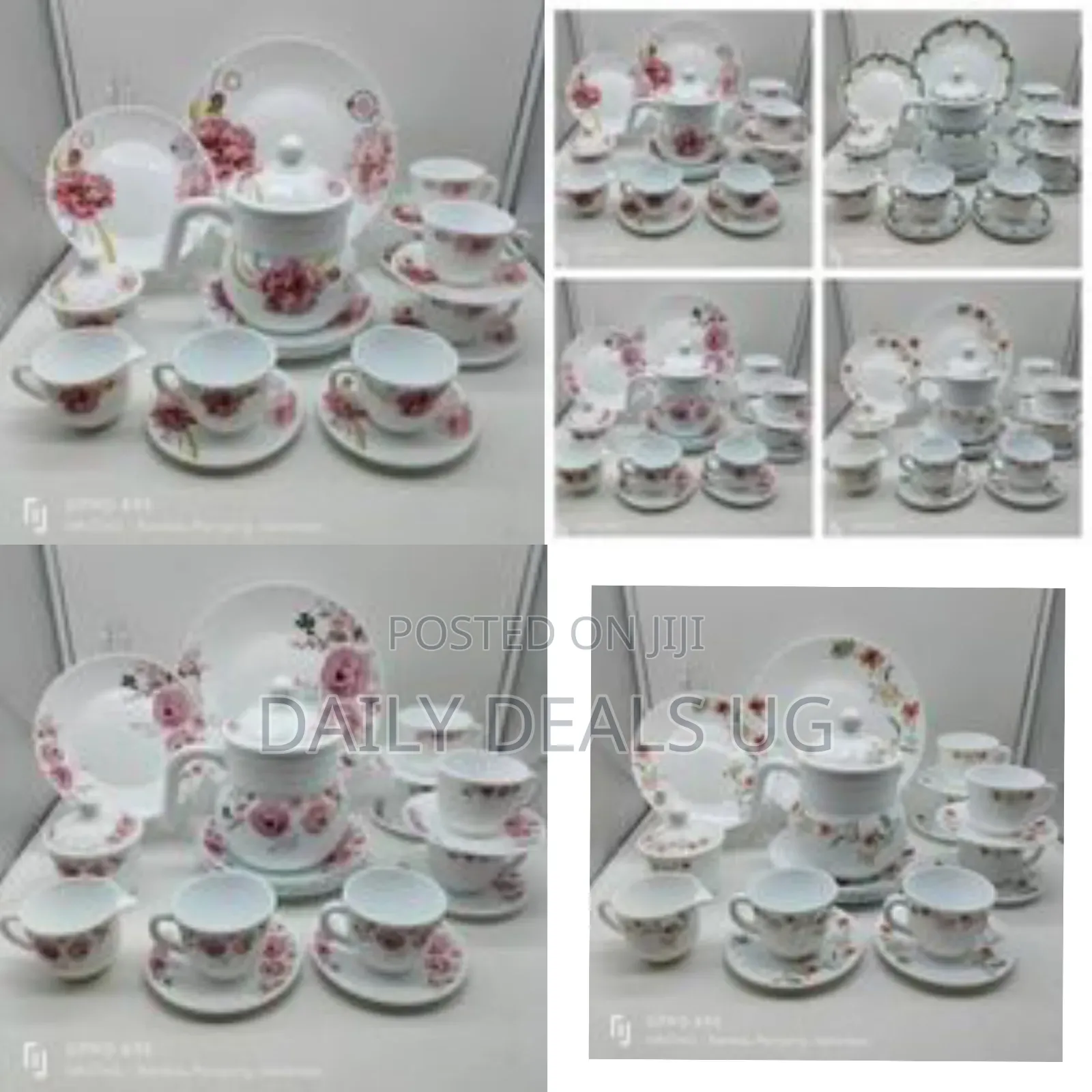 24 PCS Flowered Opalware Dinner Set With Cups and Saucer, Plates