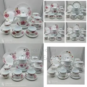 24 PCS Flowered Opalware Dinner Set With Cups and Saucer, Plates