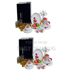Luminarc 46 Pieces Floral Glass Opalware Dinner Set With Cups