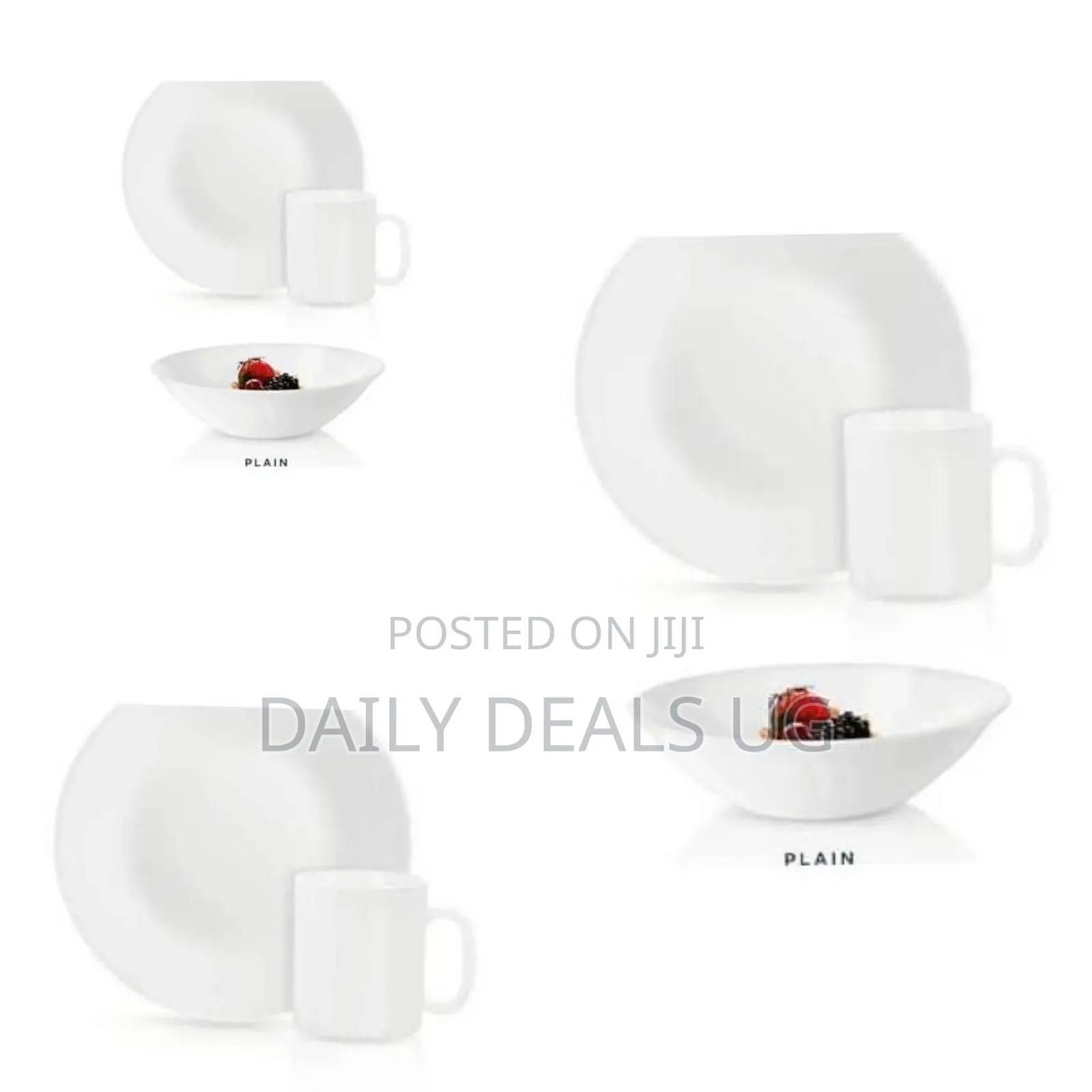 Luminarc Dinner Set 12pc Plain - 4 Cups, 4 Bowls,4 Plates for 4 People