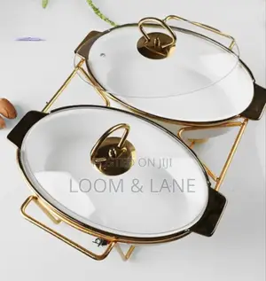 Ceramic Chafing Dishes With a Golden Stand