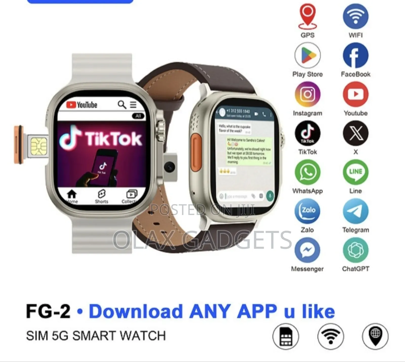 Hainoteko Fg-2 5g Android Smart Watch With 5g Sim Support, Camera, GPS