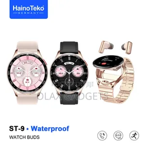 Hainteko St 9 Waterproof Smart Watch With Earphone Gold With 3 Strap