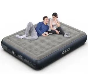 Idoo Queen Size Air Mattress, Inflatable Airbed With Built-in Pump,