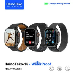 Hainoteko-15 Bluetooth Calling Waterproof Smart Watch With 3 Straps