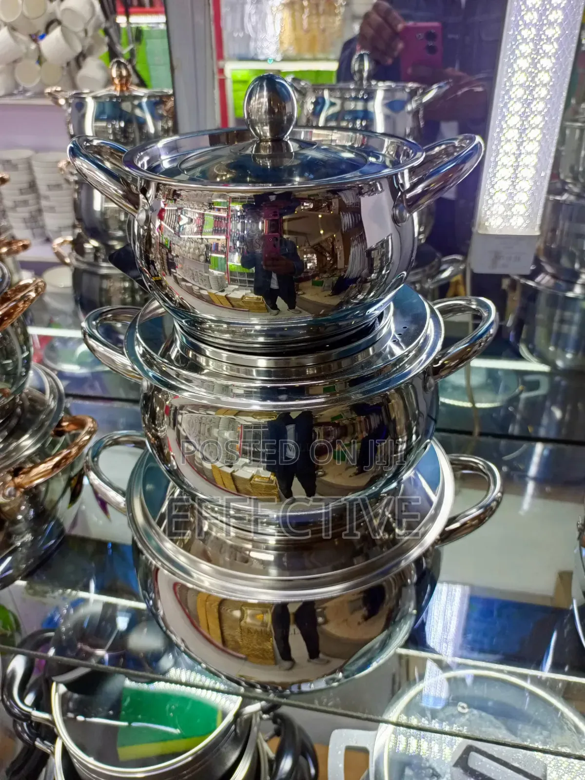 Stainless Steel Cooking Pots Set With Glass Lids