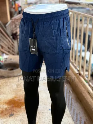 Blue Gym Short With Inside Long Leggings