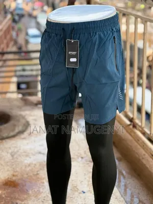 Blue Gym Short With Inside Long Leggings