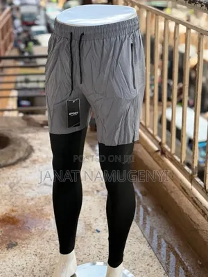 Gray Gym Short With Inside Long Leggings