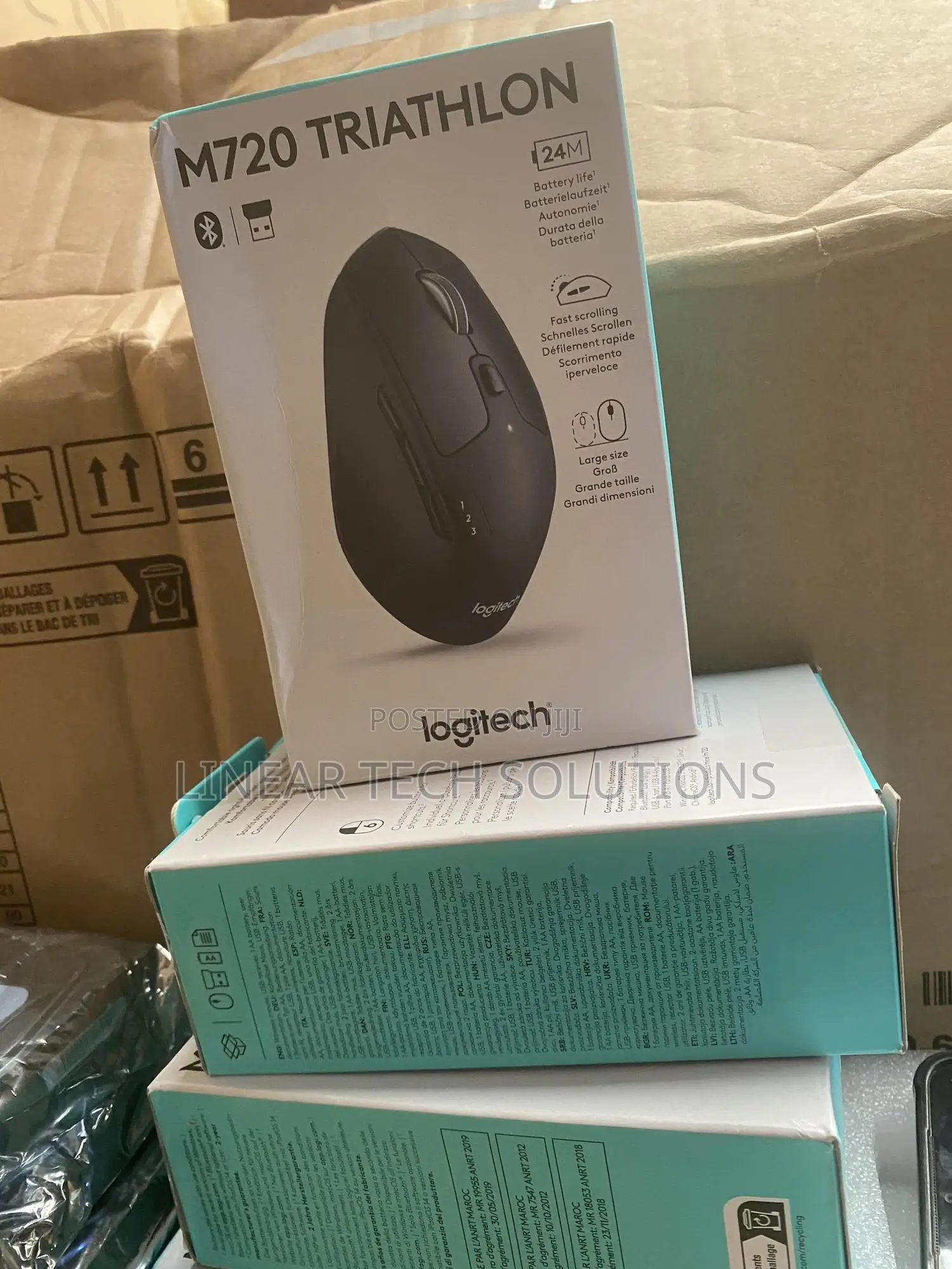 Logitech M720 Triathlon Wireless Mouse, Bluetooth, Usb Unifying