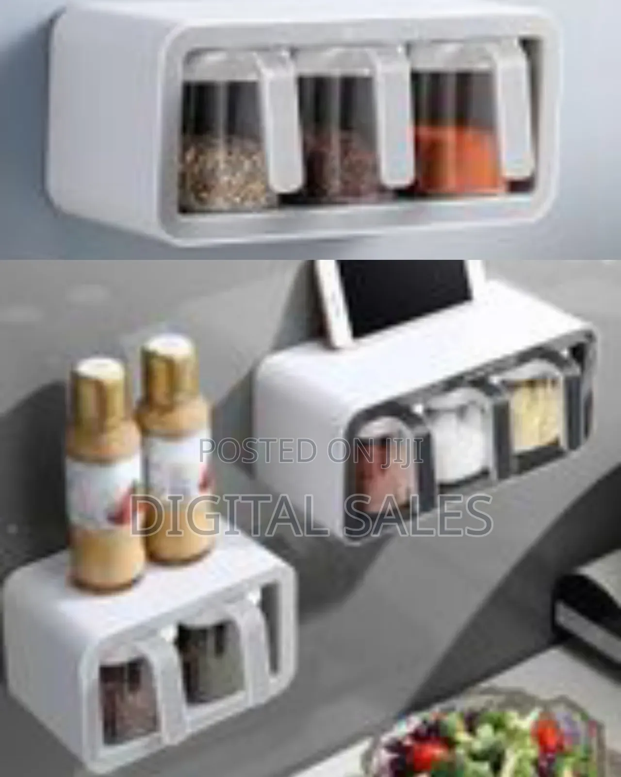 Wall Mounted Organizer Rack Multi-Function 3 Cups Sugar Spice Storage