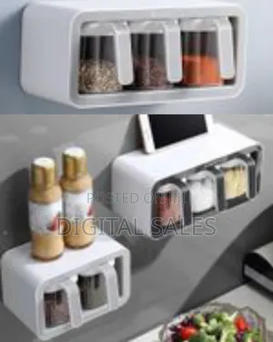 Wall Mounted Organizer Rack Multi-Function 3 Cups Sugar Spice Storage