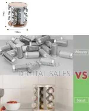 Countertop Stainless Steel Spice Rack Masala Box With 12 Empty Glass