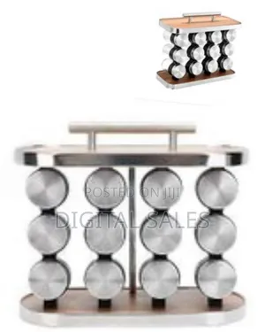 Oval Wood Rotating Grain Spice Rack Storagevset