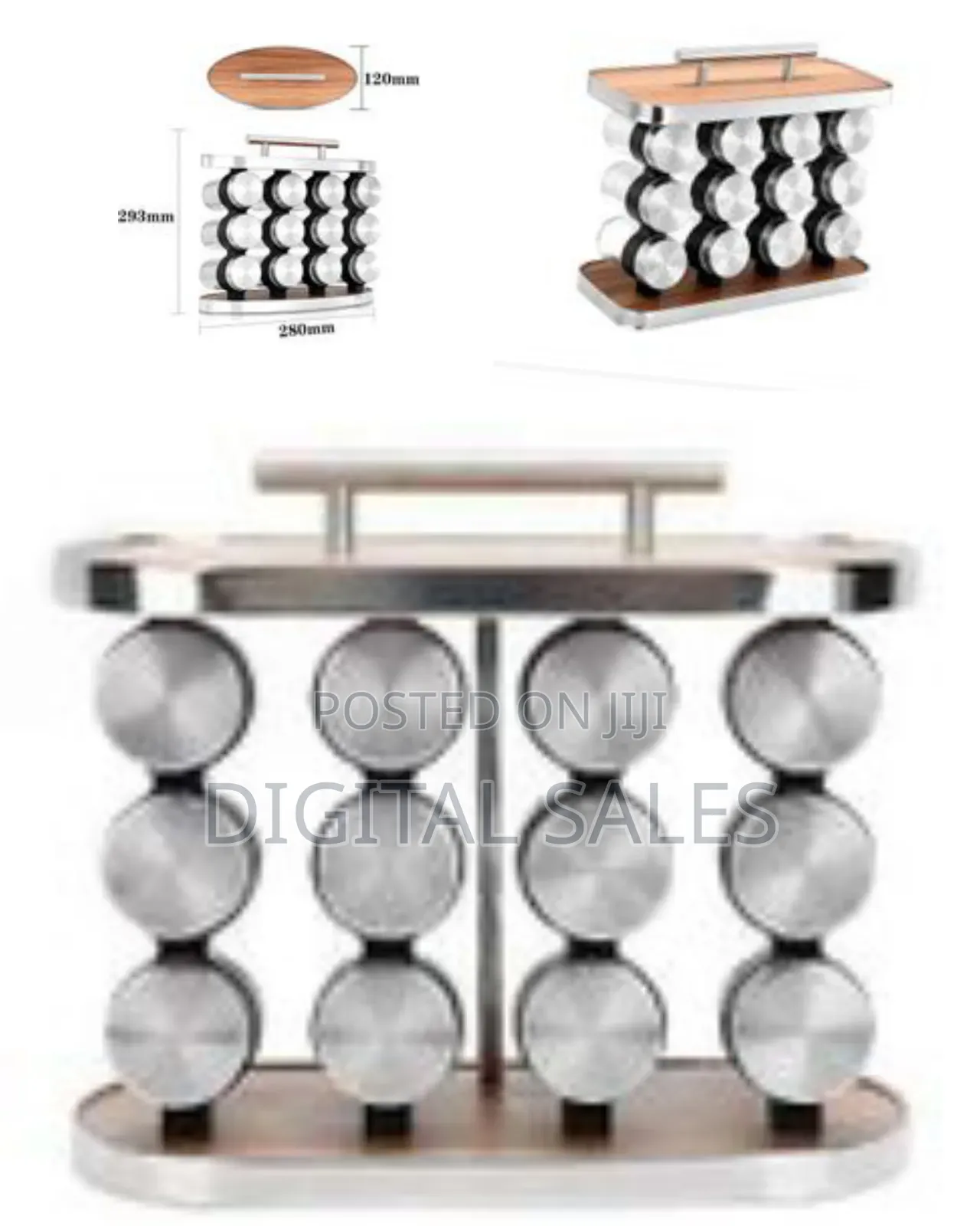 Oval Wood Rotating Grain Spice Rack Storagevset