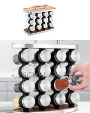Oval Wood Rotating Grain Spice Rack Storagevset