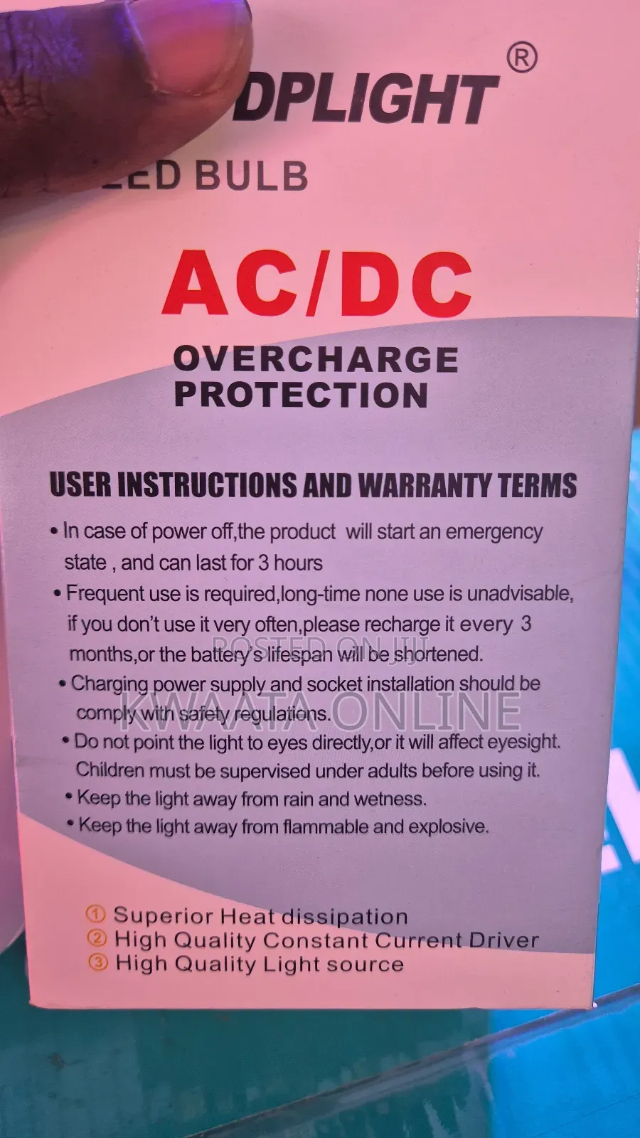 Dp Light 25w Rechargeable/Emergency Bulb With Pin Connection