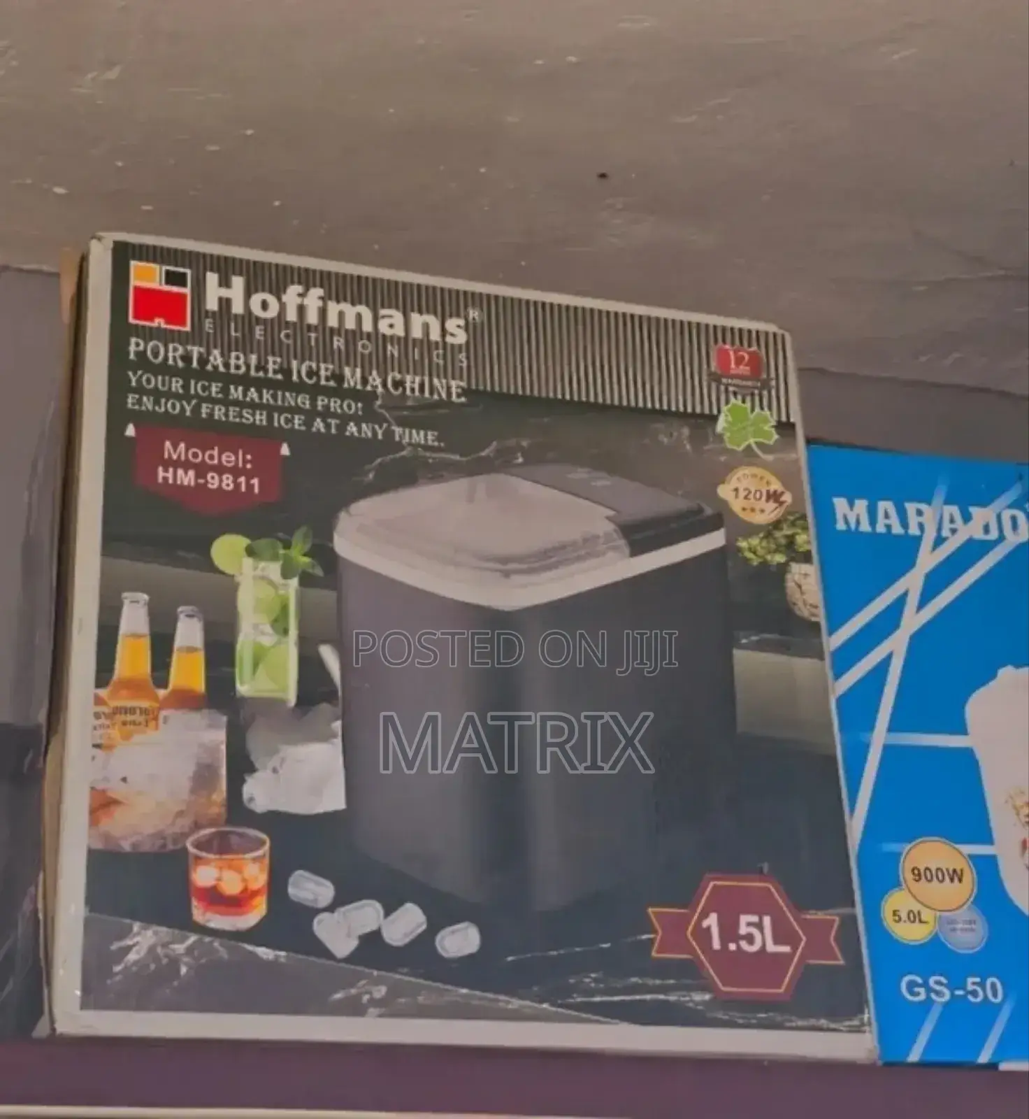 1.5L Hoffmans Portable Ice Machine, Model Hm-9813.