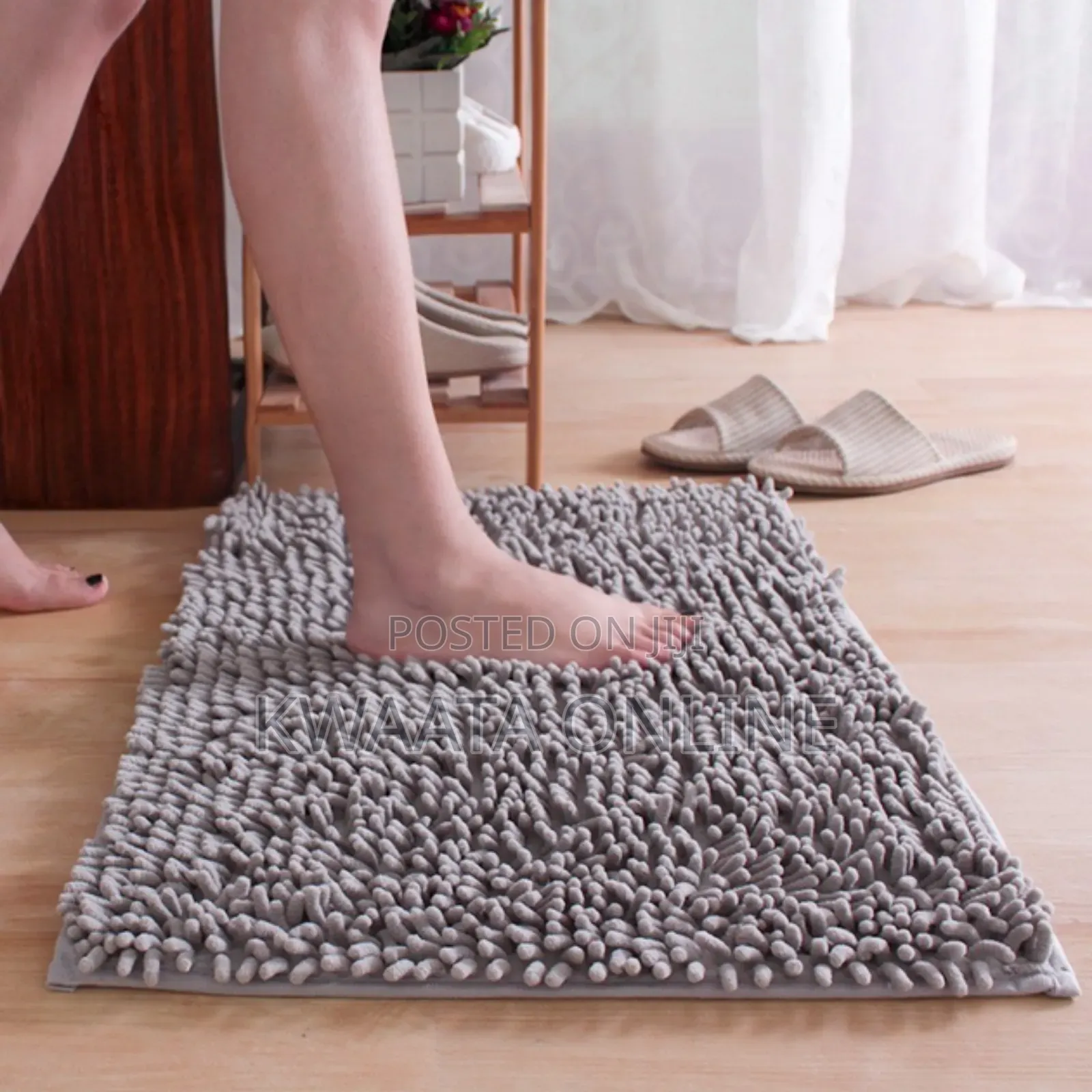 1 Pc Shagged Bathroom Mat Absorbent Room Door Chenille Foot Mat