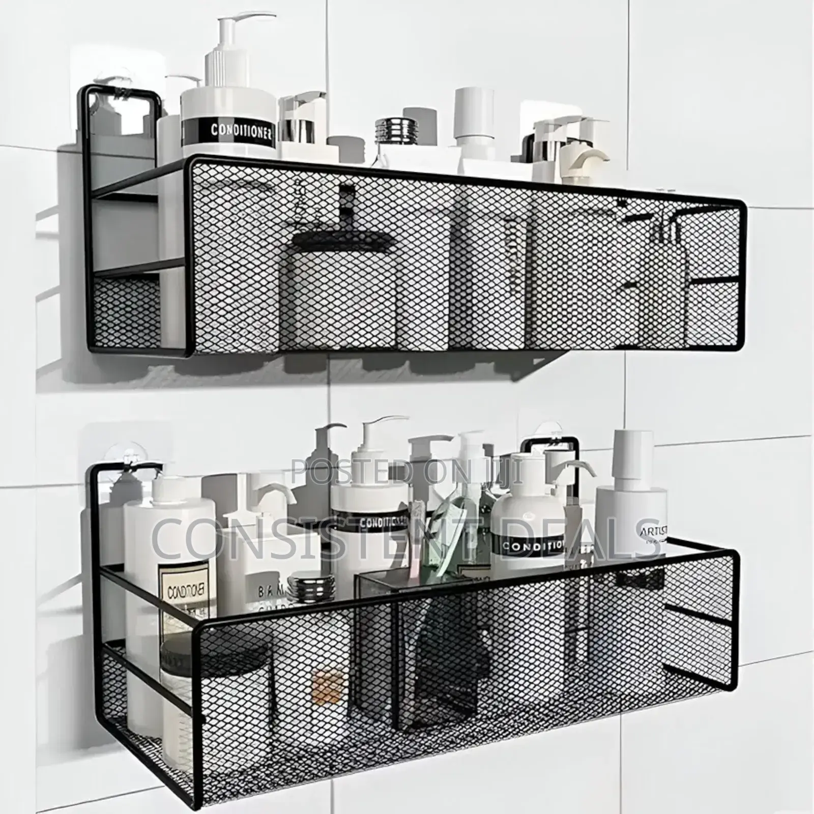 2pcs Wall Mount Bathroom Basket